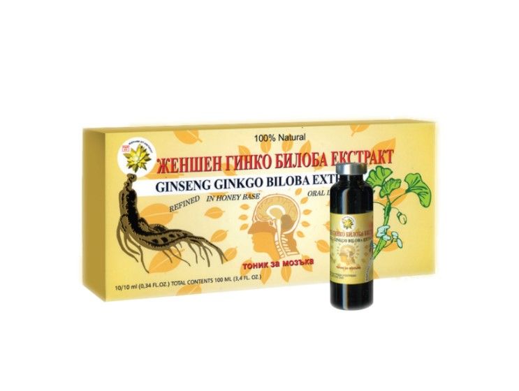 Ginseng Ginko Biloba Extract Женшен с Гинко Билоба флакон х10 бр