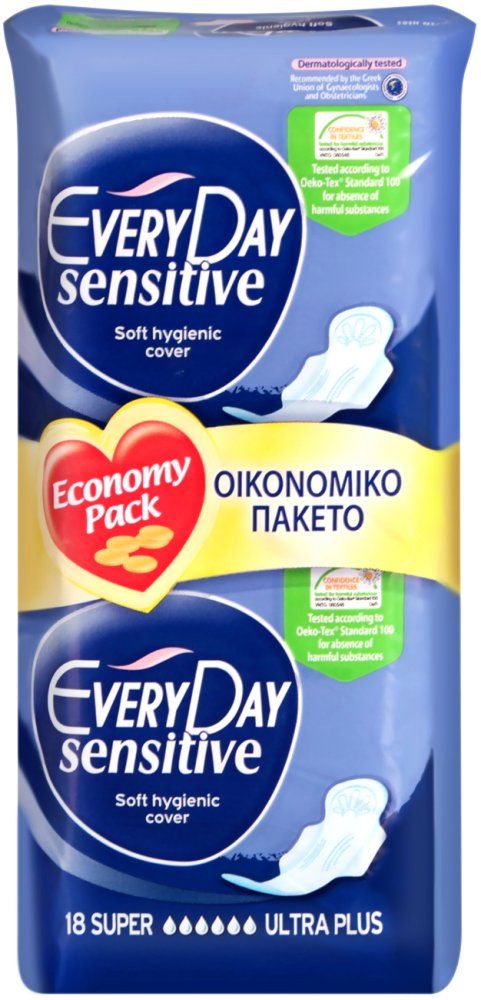 Everyday Sensitive Super Ultra Plus Дамски превръзки с крилца 18 бр