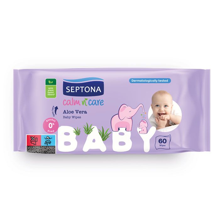 Septona Baby Calm n'Care Aloe Vera Бебешки мокри кърпички 60 бр