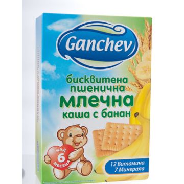 Ganchev Бисквитена пшенична млечна каша с банан 6М+ 200 гр