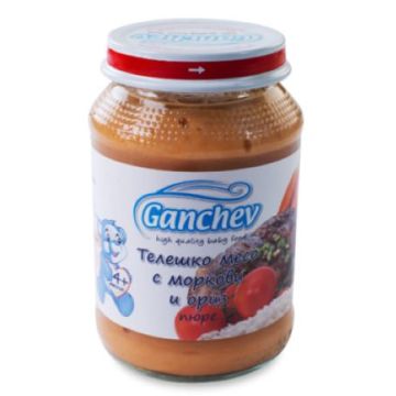 Ganchev Пюре телешко месо с моркови и ориз 4М+ 190 гр