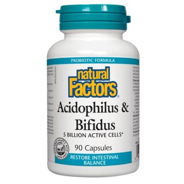 Natural Factors Acidophilus Bifidus Пробиотик 90 капсули