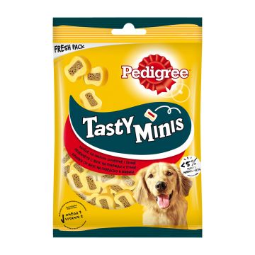 Pedigree Tasty Minis Дъвчащи кубчета за кучета в зряла възраст с вкус на говеждо и пилешко 155 гр