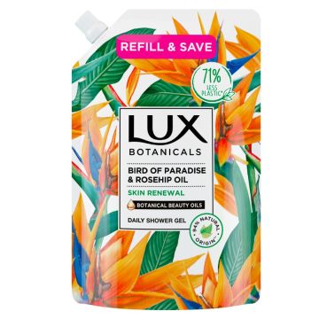 Lux Botanicals Душ гел със стрелиция и шипка - пълнител 500 мл