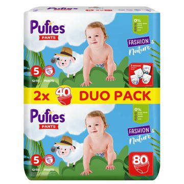 Pufies Pants Fashion & Nature 5 Junior Пелени - гащички 12-17 кг х 80 бр