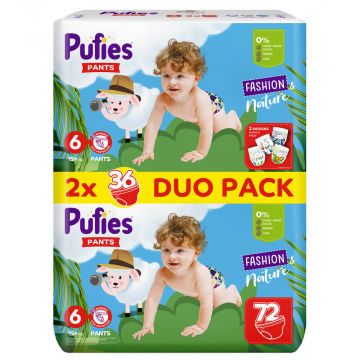 Pufies Fashion & Nature 6 Extra Large Детски Пелени 13+ кг х 72 бр