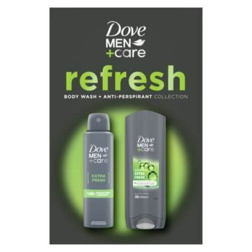 Dove Men+Care Advanced Extra Fresh Дезодорант спрей против изпотяване за мъже 150 мл + Dove Men+ Care Extra Fresh Подхранващ душ-гел за лице и тяло за мъже 250 мл Комплект