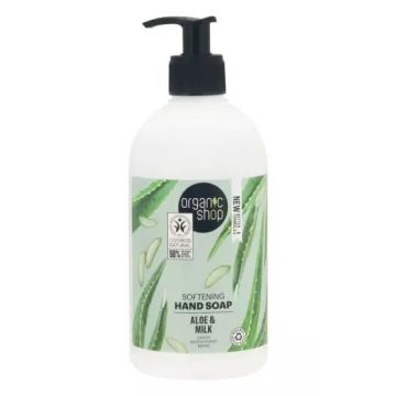 Organic Shop Омекотяващ течен сапун за ръце aлое и мляко 500 мл