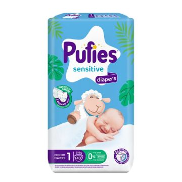 Пелени Pufies Sensitive 1 Newborn 2-5 кг х 43 бр