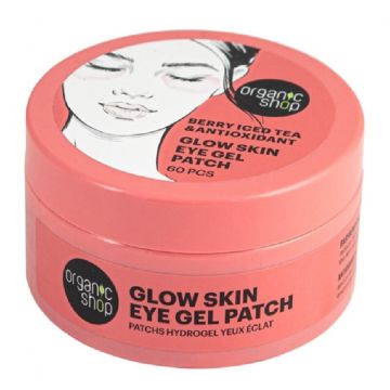 Organic Shop Glow Skin Eye Gel Patch Berry Iced Tea Пач-маска за очи с малинови листа и мента, антиоксидантна 60 бр 