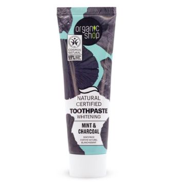 Organic Shop Whitening Toothpaste Mint and Charcoal Избелваща паста за зъби Мента и въглен 100 мл
