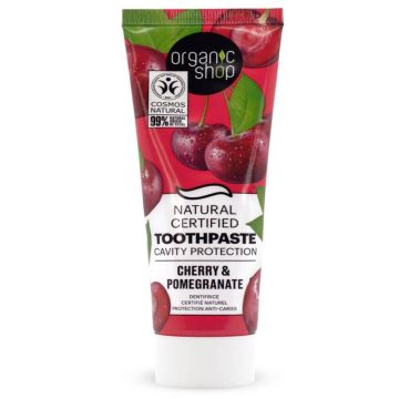 Organic Shop Cavity protection toothpaste Cherry and pomegranate Паста за зъби против кариес Череша и нар 100 мл