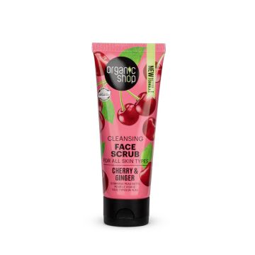 Organic Shop Cleaning face scrub for all skin types Cherry & Ginger Пилинг за лице за всеки тип кожа Череша и джинджифил 75 мл