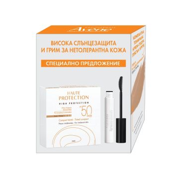 Avene Слънцезащитна минерална крем пудра нюанс мед 10 г + Couvrance Спирала с висока толерантност черна 7 мл Комплект