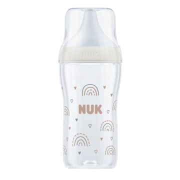 Nuk Perfect Match Temperature Control PP Шише със силиконов биберон М 3М+ 260 мл Дъга