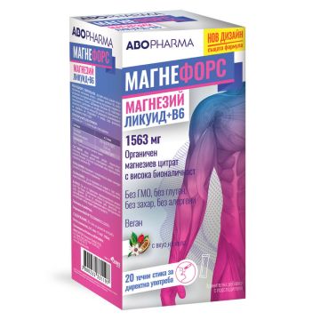 AboPharma Магнефорс Ликуид 1563мг Магнезий цитрат+В6 вкус кола х 20 стика