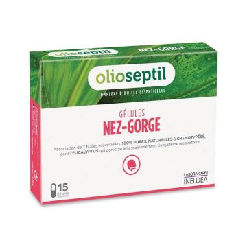 OLIOSEPTIL GELULES NEZ-GORGE Kапсули с етерични масла за нос и гърло х 15 броя