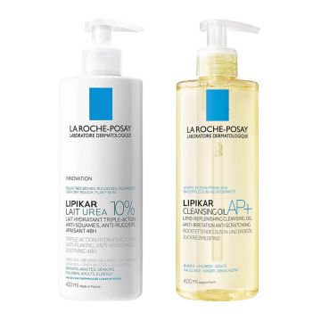 La Roche-Posay Lipikar хидратираща рутина за суха, груба кожа с 10% урея Комплект