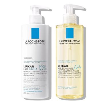 La Roche-Posay Lipikar хидратираща рутина за суха, груба кожа с 10% урея Комплект