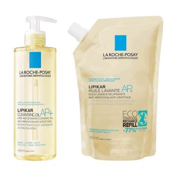 La Roche-Posay LIPIKAR масло + еко пълнител за суха кожа склонна към атопия (почистване) Комплект