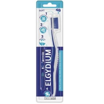 Elgydium 4 в 1 Четка за зъби Soft, интердентална четка, полираща глава Комплект