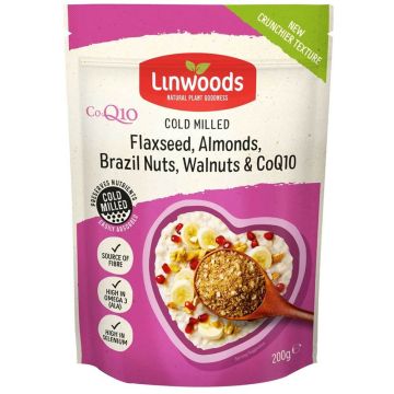 Linwoods Био ленено семе студеносмляно с бадем, бразилски орех, орех и коензим Q10 200 гр