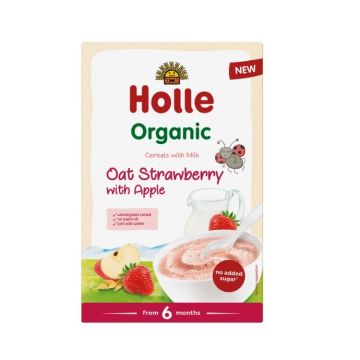 Holle Био млечна каша с овес, ябълка и ягода 6М+ 250 гр