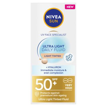 Nivea Sun Слънцезащитен оцветен флуид за лице със светъл тон SPF50+ 40 мл