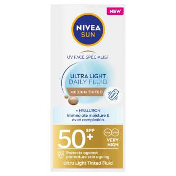 Nivea Sun Слънцезащитен оцветен флуид за лице със среден тон SPF50+ 40 мл