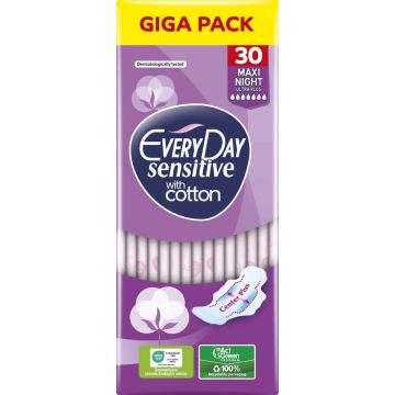 Everyday Sensitive Maxi Night Ultra Plus Дамски превръзки с крилца х 30 броя