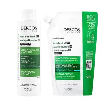 Vichy Dercos Anti-dandruff Шампоан против пърхот за нормален до мазен скалп 200 мл + Пълнител 500 мл Комплект