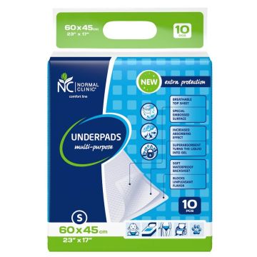 Normal Clinic Супер абсорбиращи чаршафи S 60х45 см 10 бр 