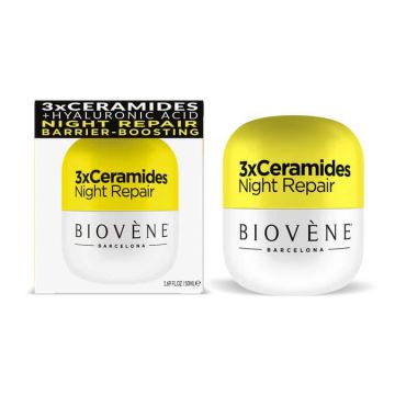 Biovene 3Х Нощен крем със серамиди за регенерация и дълбока хидратация 50 мл