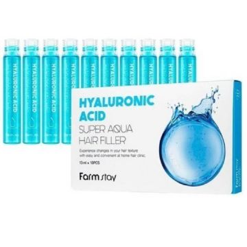 FarmStay Hyaluronic Acid Super Aqua Hair Filler Ампули за коса 13 мл х 10 бр