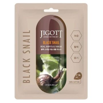 Jigott Black Snail Шийт маска за лице с екстракт от охлюв 27 мл