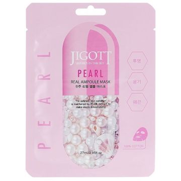 Jigott Pearl Шийт маска за лице с екстракт от охлюв 27 мл