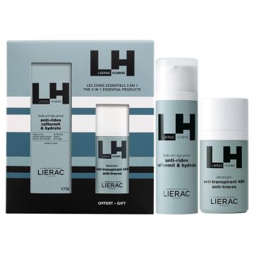 Lierac Homme Крем-флуид против бръчки за мъже 50 мл + Lierac Homme Дезодорант рол он против изпотяване за мъже 50 мл Комплект