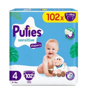 Pufies Sensitive 4 Maxi Бебешки Пелени 9-14 кг х 102 бр