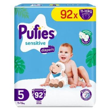 Pufies Sensitive 5 Junior Бебешки Пелени 11-16 кг х 92 бр