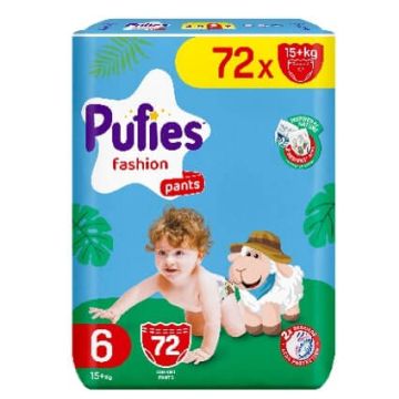 Pufies Pants Fashion 6 Extra Large Пелени - гащички 15+ кг х 72 бр