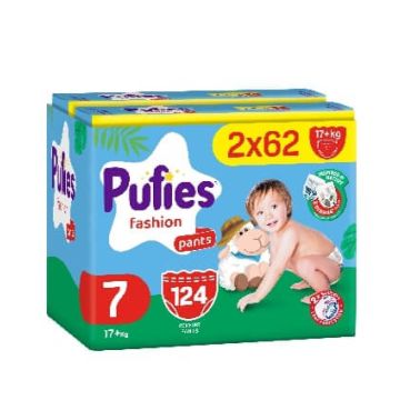 Pufies Pants Fashion 7 XL Пелени - гащички 17 кг+ 2 х 62 бр Комплект