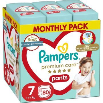 Пелени - гащички Pampers Premium Care Pants Размер 7 17кг+ 80 бр