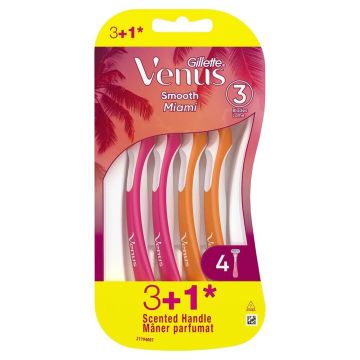 Gillette Venus Smooth Miami Дамска самобръсначка 3 бр + 1 бр. Подарък