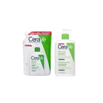 CeraVe Хидратиращ измиващ крем за лице и тяло за нормална до суха кожа 473 мл + пълнител 473 мл Комплект