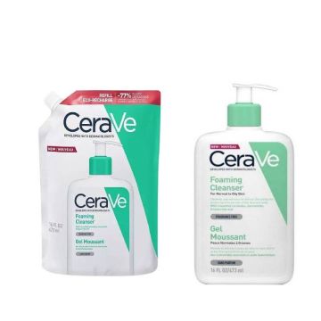 CeraVe Почистващa гел-пяна за лице и тяло за нормалнa до смесена кожа 473 мл + пълнител 473 мл Комплект