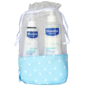 Mustela Stelatopia Душ-гел за атопична кожа 500 мл + Stelatopia+ Липидовъзстановяващ крем за много суха до атопична кожа 300 мл Комплект