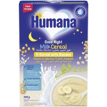 Humana Пълнозърнеста млечна каша Лека нощ с банан 6М+ 200 гр