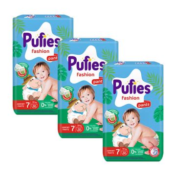 Пелени - гащички Pufies MP Fashion размер 7 Extra Large+ 17+ кг 32 бр х 3 пакета Комплект