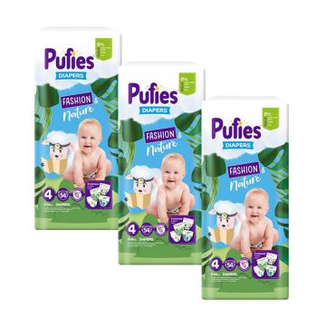 Пелени Pufies GP Fashion & Nature размер 4 Maxi 9-14 кг 54бр х 3 пакета