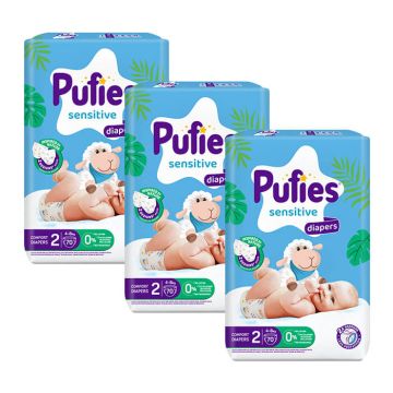 Пелени Pufies MP Sensitive размер 2 Mini 4-8 кг 70 бр х 3 пакета Комплект